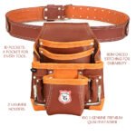 RG1 Brown 10 Pocket Leather Tool Pouch - Image 4