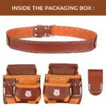 RG6 Brown 10 Pockets Leather Carpenter Tool Belt - Image 6