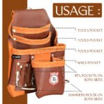 RG1 Brown 10 Pocket Leather Tool Pouch - Image 6