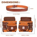 RG6 Brown 10 Pockets Leather Carpenter Tool Belt - Image 5
