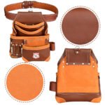 RG2 Brown 8 Pocket Leather Tool Utility Pouch - Image 3