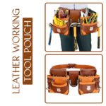 RG6 Brown 10 Pockets Leather Carpenter Tool Belt - Image 8