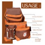 RG2 Brown 8 Pocket Leather Tool Utility Pouch - Image 6