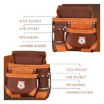 RG6 Brown 10 Pockets Leather Carpenter Tool Belt - Image 7