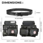 RG7 Black 11 Pockets Leather Tool Belt - Image 5