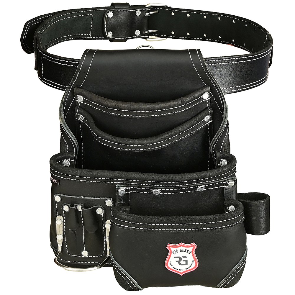 6 RG2 Black 8 Pocket Leather Tool Utility Pouch - Image 1