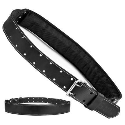 3 Inch Black Leather Work Tool Padded Belt
