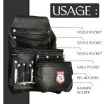 RG2 Black 8 Pocket Leather Tool Utility Pouch - Image 7