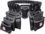 Leather Tool Belt with Suspender Detachable D-Loop Adjustable Padded Suspender Full Grain Leather Work Belt for Construction, Carpenters, Electricians, Farming Oil Tanned - Image 6