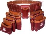 Leather Tool Belt with Suspender Detachable D-Loop Adjustable Padded Suspender Full Grain Oil Tanned Leather Work Belt for Construction, Carpenters, Electricians, Farming - Image 3