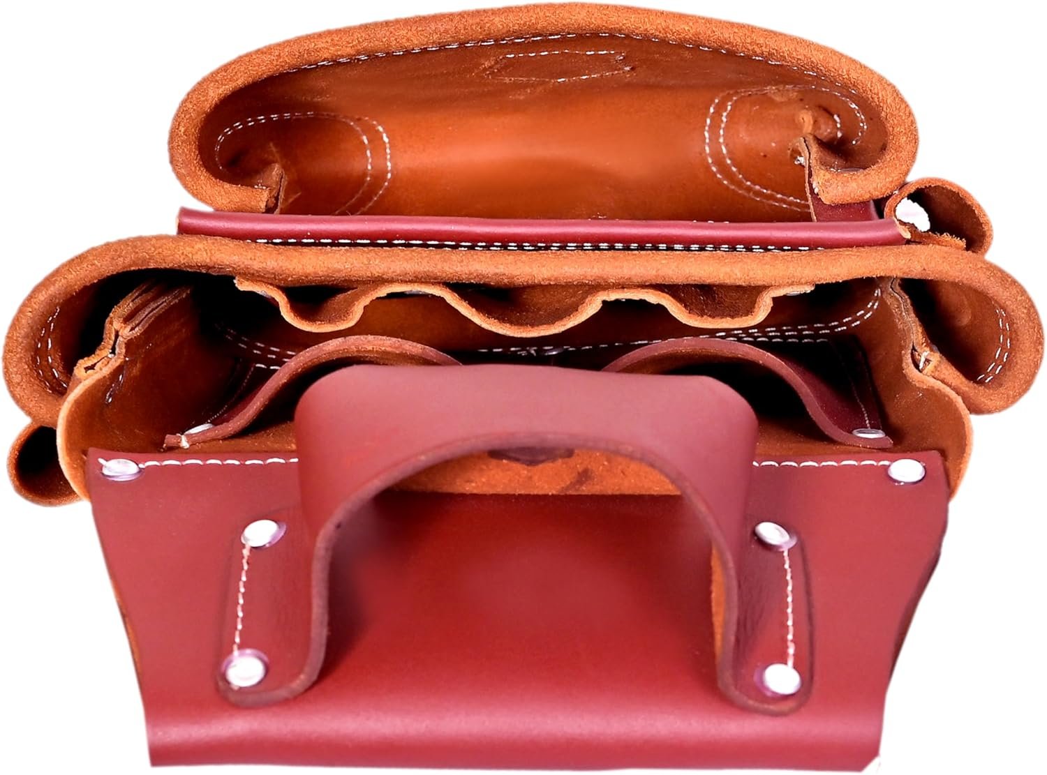 Leather Tool Belt with Suspender Detachable D-Loop Adjustable Padded Suspender Full Grain Oil Tanned Leather Work Belt for Construction, Carpenters, Electricians, Farming - Image 7