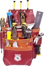 Leather Tool Belt with Suspender Detachable D-Loop Adjustable Padded Suspender Full Grain Oil Tanned Leather Work Belt for Construction, Carpenters, Electricians, Farming - Image 5